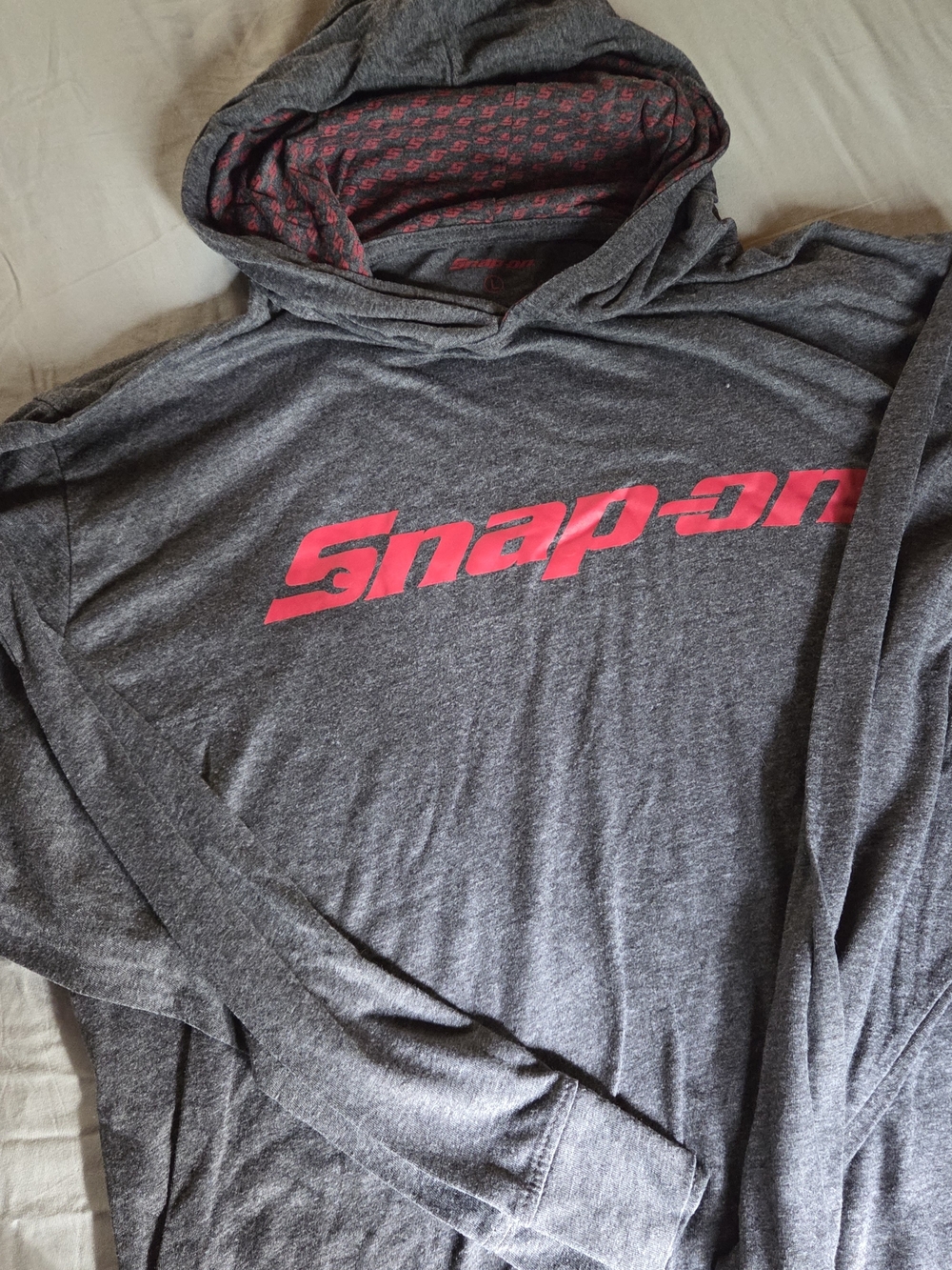 Snap-on Men’s Gray Hoodie with Pink Logo